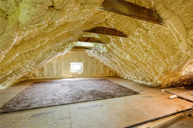 view of unfinished attic