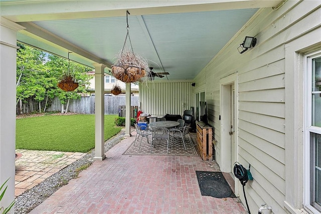 view of patio with ceiling fan