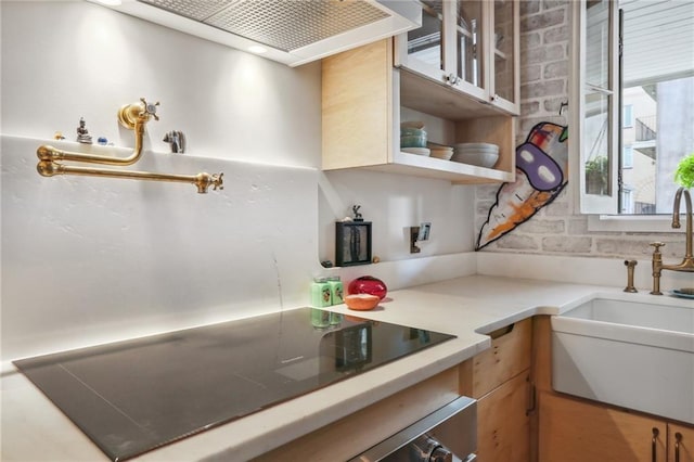 kitchen with black electric stovetop and sink