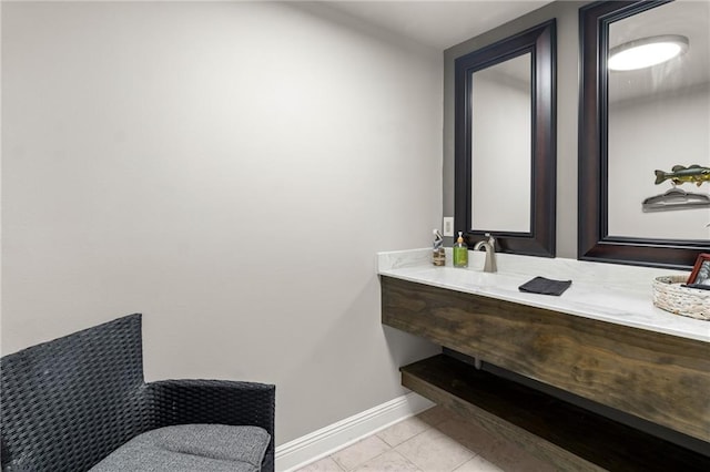 bathroom with vanity and tile patterned floors