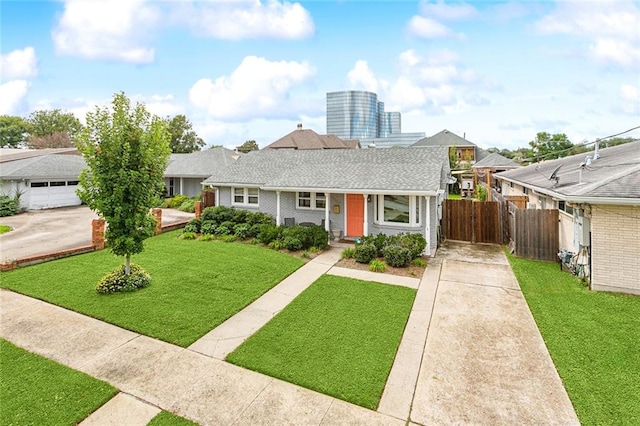 view of front of home featuring a front yard