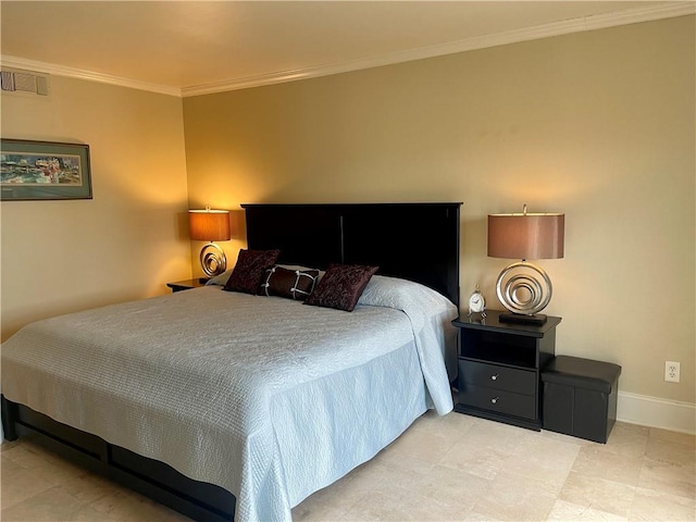 bedroom featuring crown molding