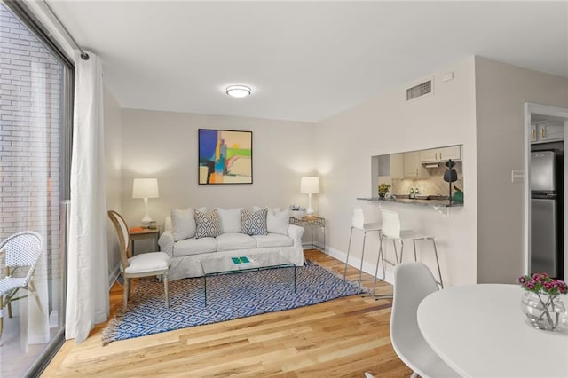 living room featuring light hardwood / wood-style floors