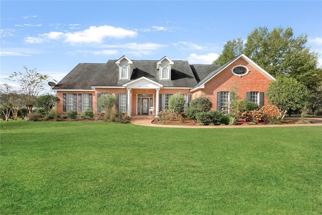 cape cod home with a front lawn