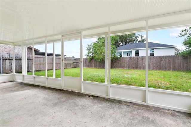 view of unfurnished sunroom