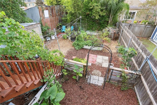 view of yard with a wooden deck