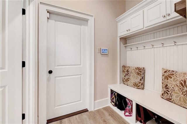 mudroom featuring light hardwood / wood-style floors