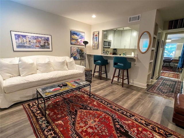 living room with hardwood / wood-style floors