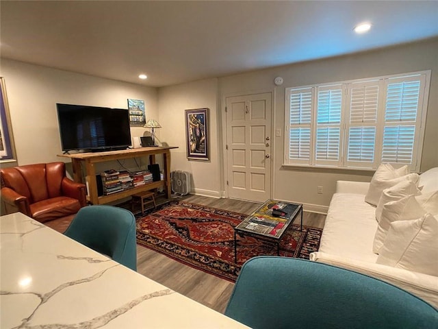 living room with hardwood / wood-style floors