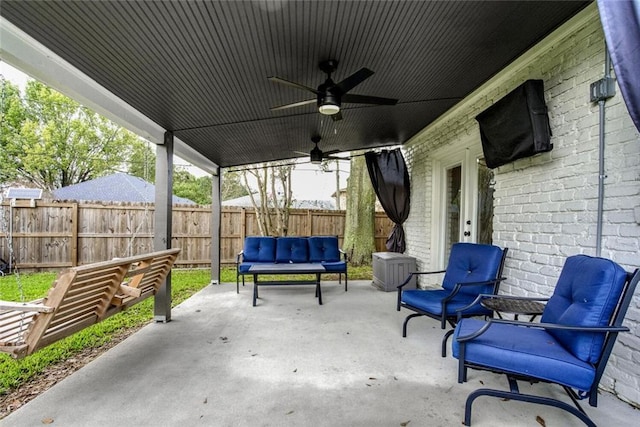 view of patio / terrace with ceiling fan