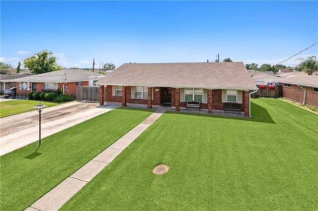 single story home featuring a front yard