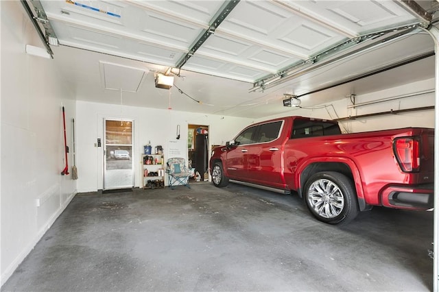 garage with a garage door opener