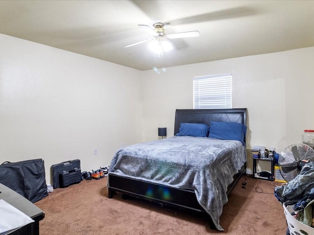 bedroom featuring carpet and ceiling fan