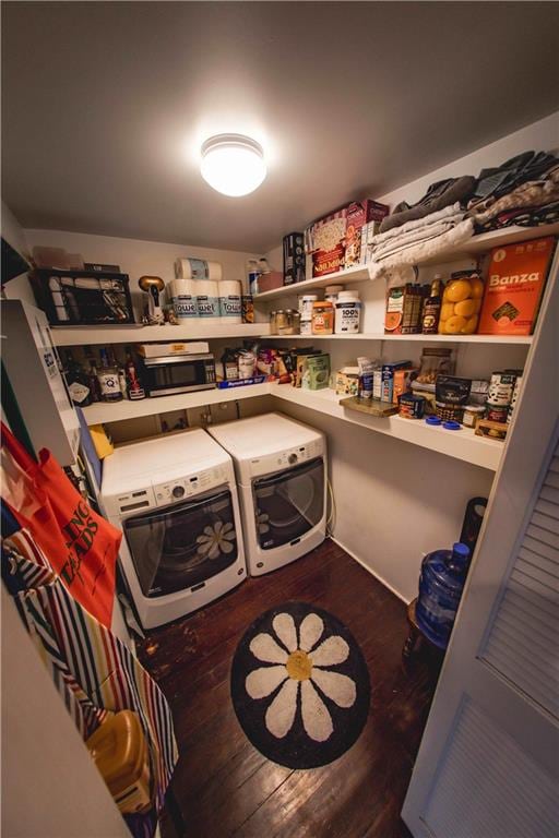 pantry with independent washer and dryer