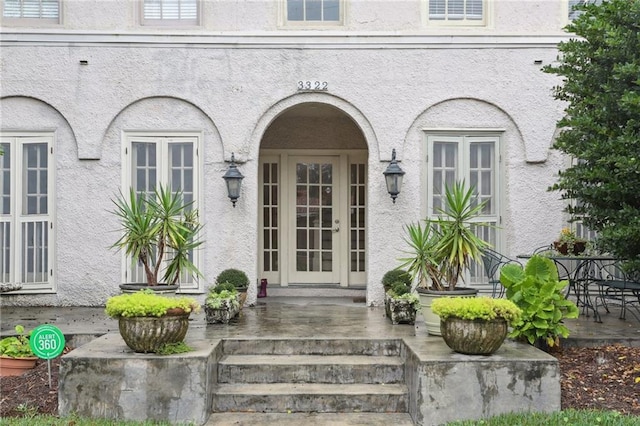 view of exterior entry with french doors