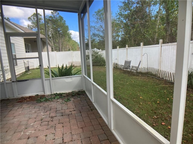 view of unfurnished sunroom