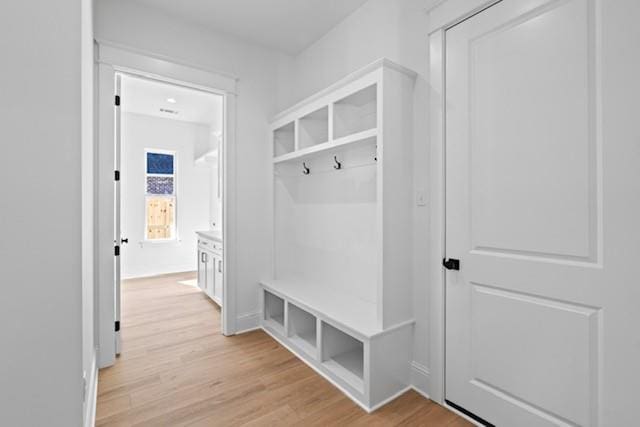 mudroom featuring light hardwood / wood-style floors