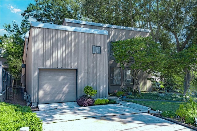 exterior space featuring a garage