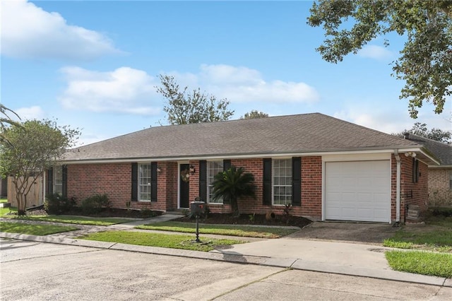 single story home with a garage