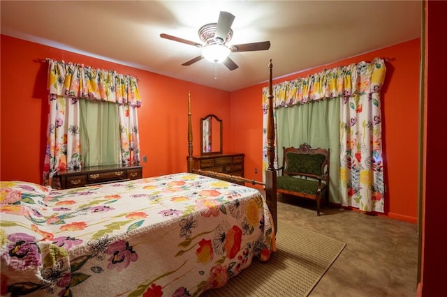 bedroom featuring ceiling fan