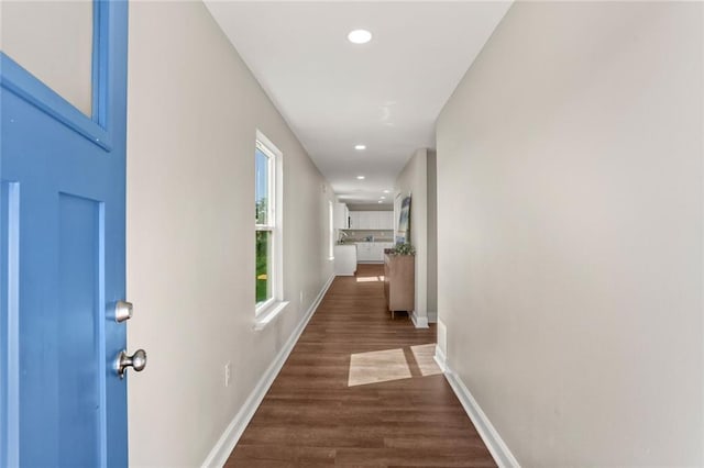 hall featuring dark hardwood / wood-style floors