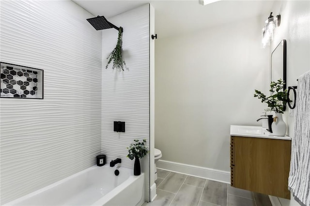 full bathroom featuring vanity, shower / bath combination, and toilet