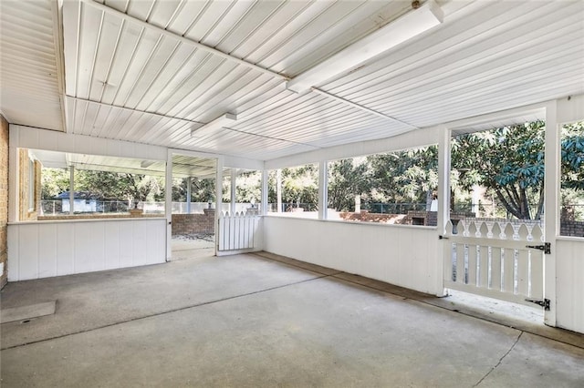 view of unfurnished sunroom