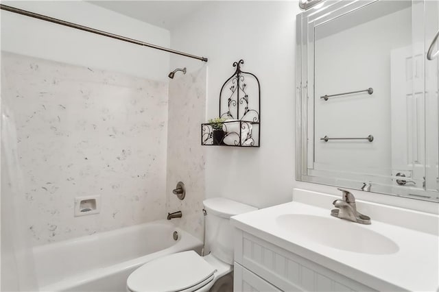 full bathroom with vanity, toilet, and tub / shower combination