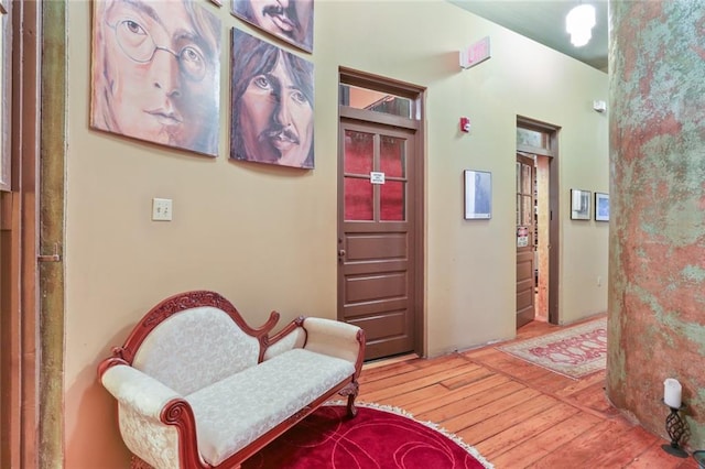 living area featuring hardwood / wood-style flooring