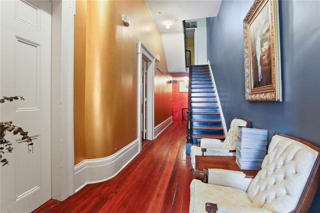 hall featuring dark hardwood / wood-style floors