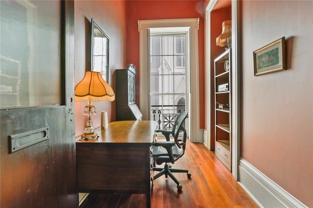 office featuring hardwood / wood-style floors