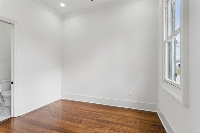 spare room featuring wood-type flooring