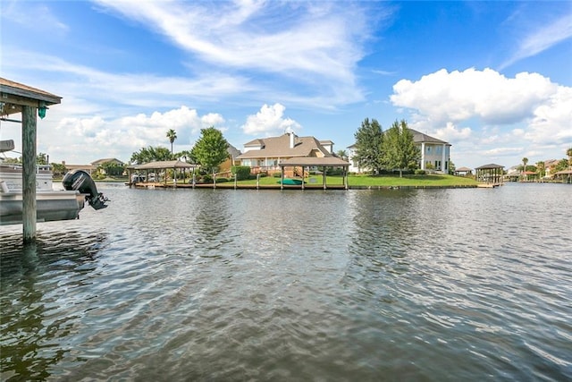 property view of water featuring a boat dock