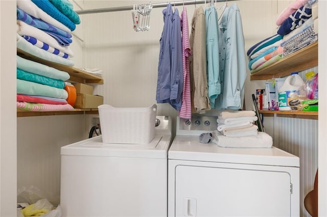 laundry area featuring washing machine and dryer