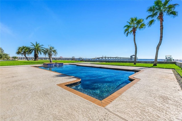 view of pool featuring a patio