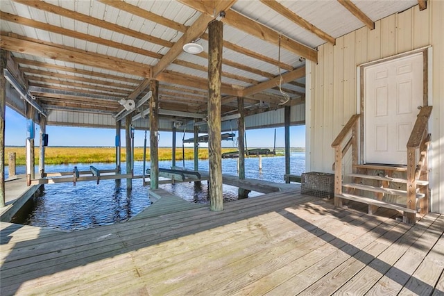 view of dock featuring a water view