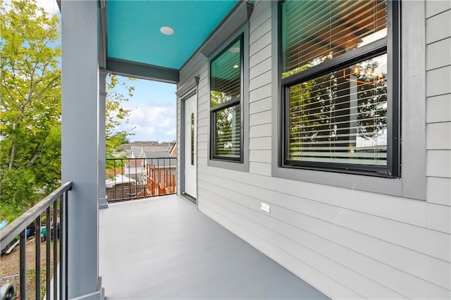 balcony featuring a porch