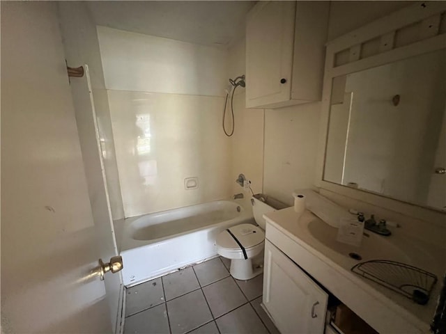 full bathroom with tile patterned flooring, vanity, toilet, and tub / shower combination