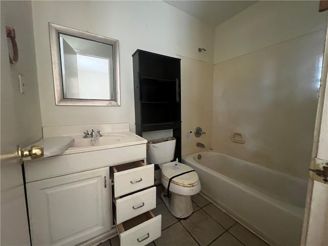 full bathroom with tile patterned floors, vanity, toilet, and shower / bathing tub combination