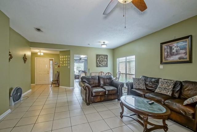 living room featuring light tile patterned flooring