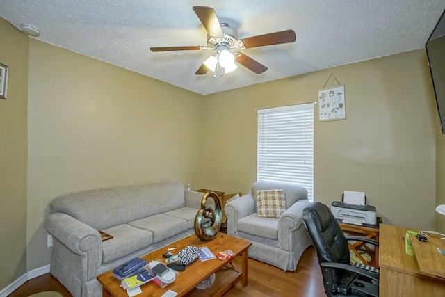 1210 Montgomery Blvd, Slidell, LA 70461 - office area featuring ceiling fan, wood finished floors, and a textured ceiling