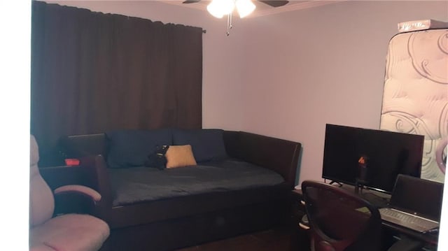 bedroom featuring ceiling fan