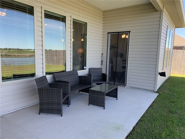 view of patio featuring an outdoor hangout area