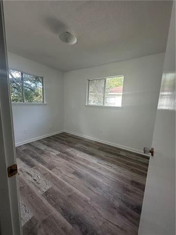 spare room featuring plenty of natural light and dark wood-type flooring