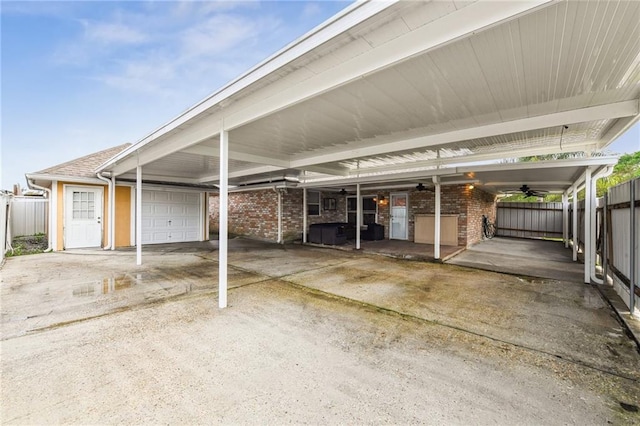 garage with a carport