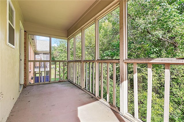 view of unfurnished sunroom