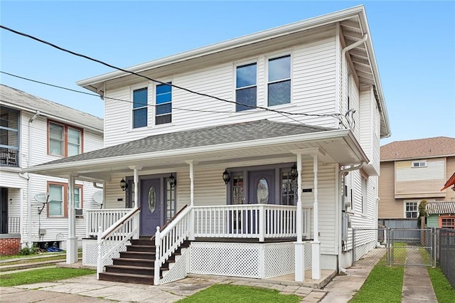 view of front of property featuring covered porch