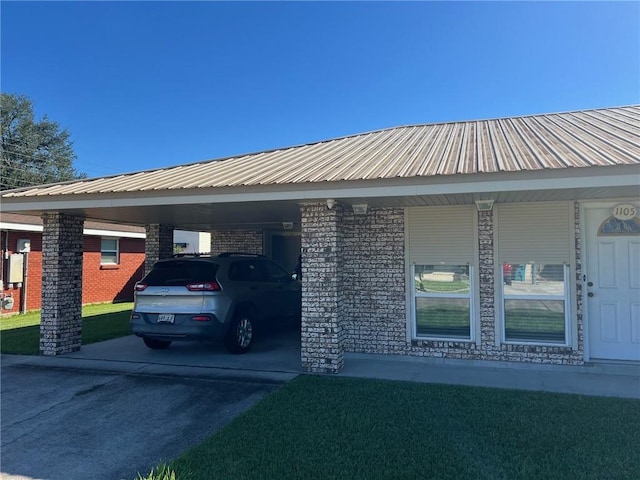 exterior space featuring a carport