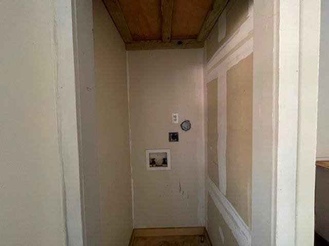 washroom with washer hookup, cabinets, and wooden ceiling