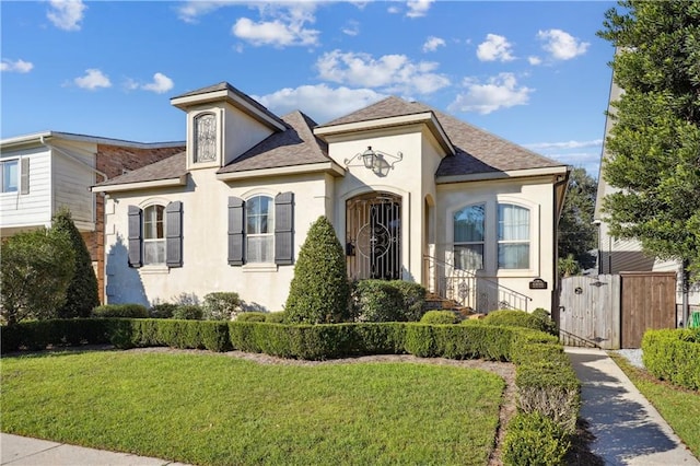 view of front of home with a front lawn